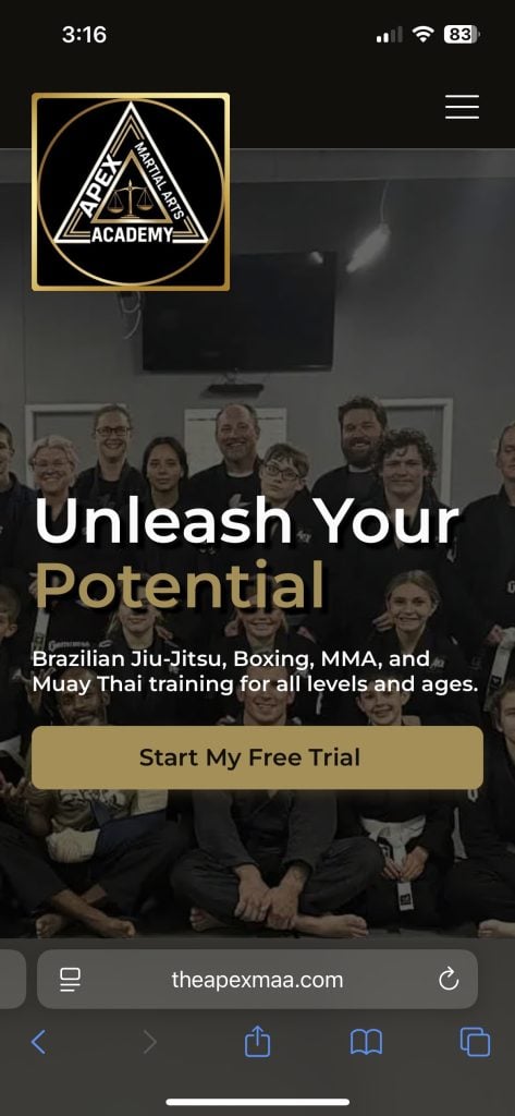 Apex Martial Arts Mobile Site